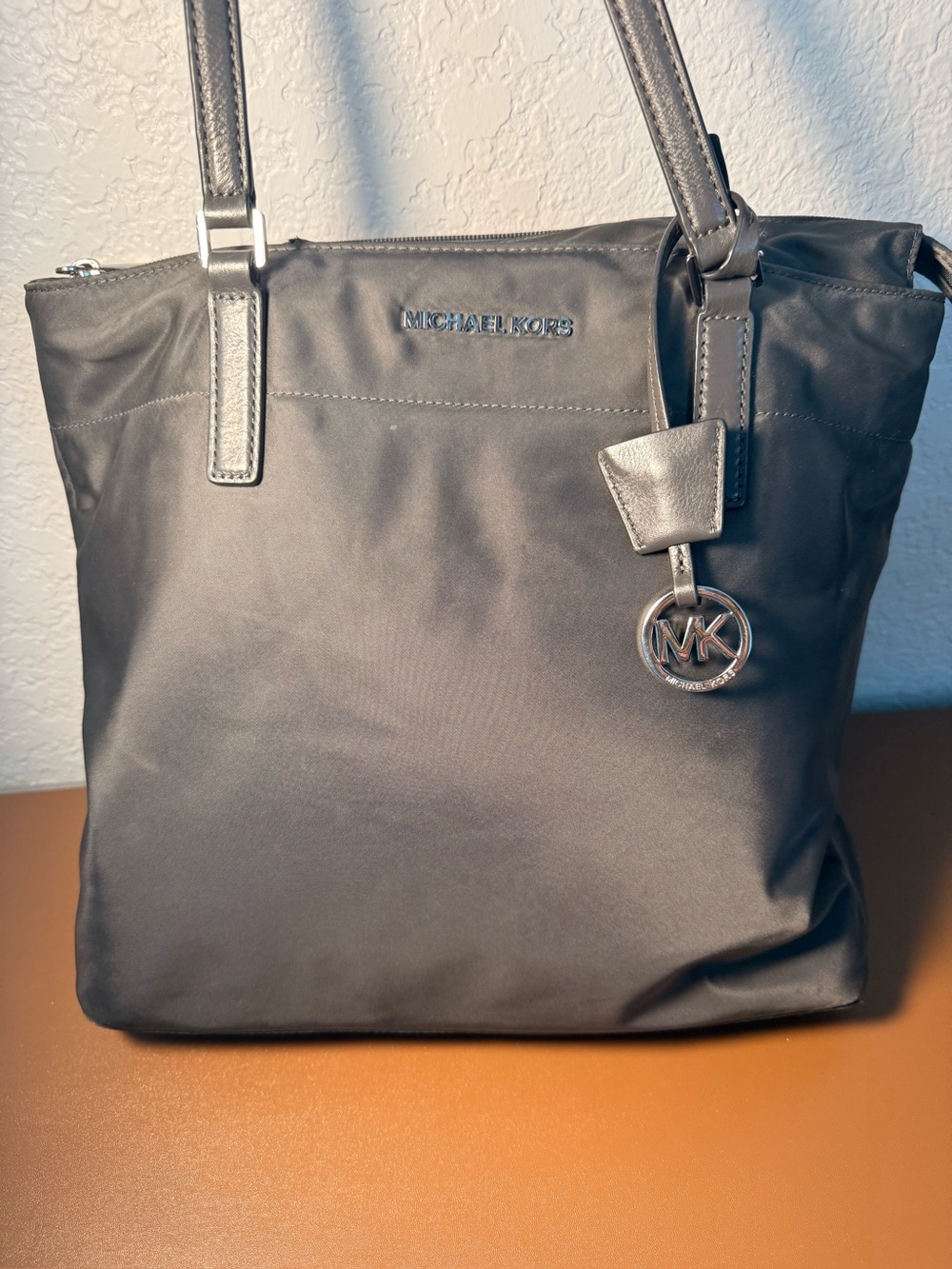 Michael Kors Jet Set Gray Nylon Double Handles Tote Bag